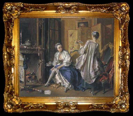 framed  Francois Boucher Lady Fastening her Garter, ta009-2